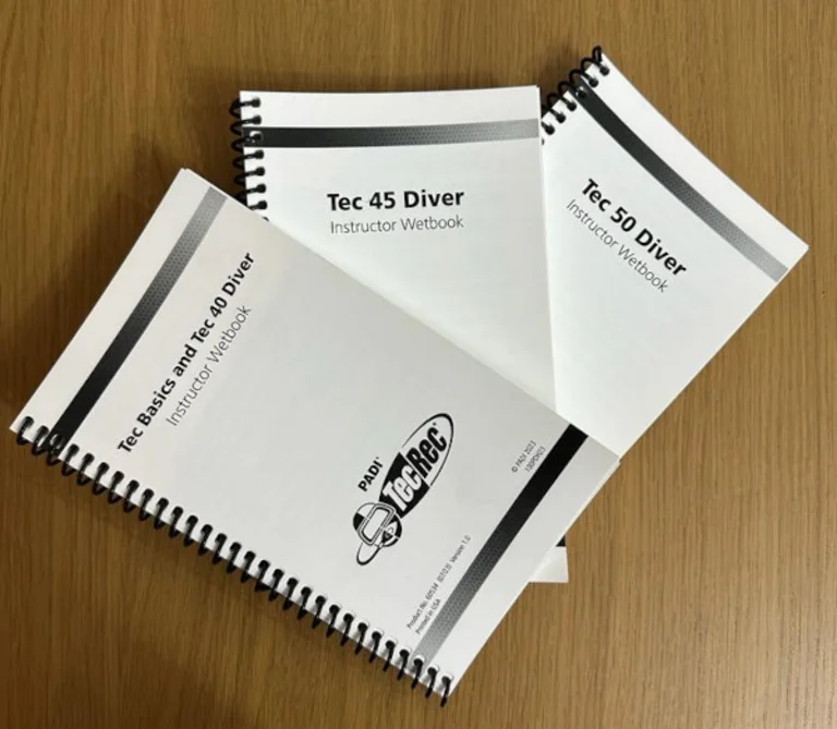 Three of NEW PADI Tec Training wet books for Instructors.
