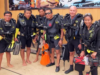 group of divers with Poseidon rebreathers