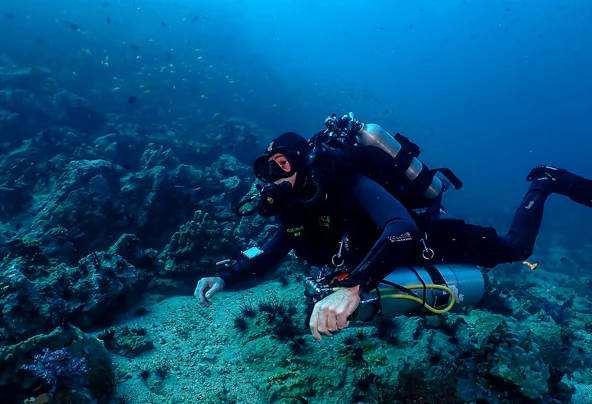 Poseidon rebreather diver in Thailand
