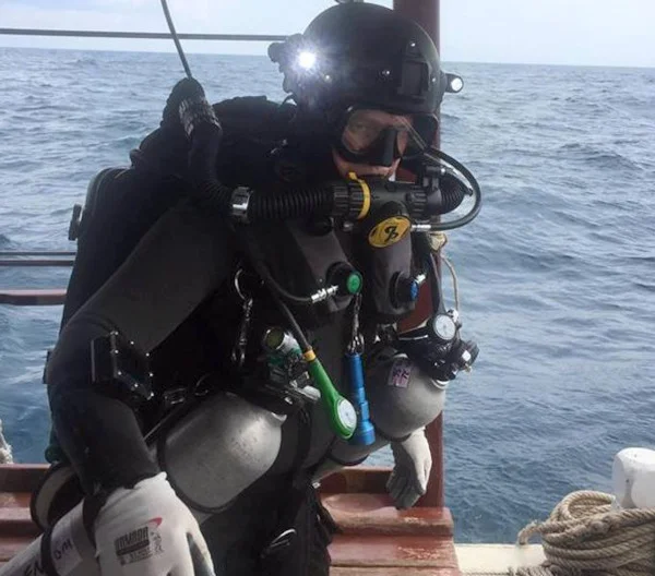 Kevin Black Search and recovery diver prepares to dive the Phoenix tourist boat that sank in Thailand
